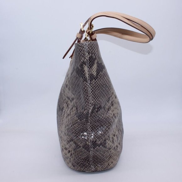 Michael Kors Glazed Embossed Python Tote Purse Bag. Vachetta Trim W/18k Gold New - Picture 4 of 13